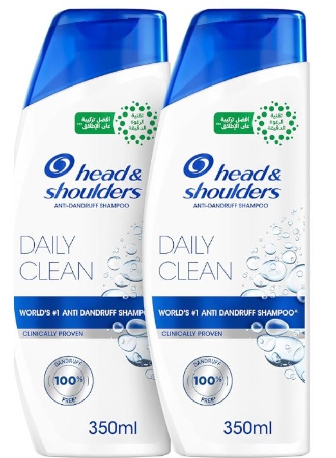 Head & Shoulders Daily Clean Anti-Dandruff Shampoo, with MaxFoam Technology Dandruff Won’t Come Back, Clinically Proven, 350ml+350ml - Image 1